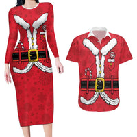 Personalized Santa Costume Couples Matching Long Sleeve Bodycon Dress and Hawaiian Shirt Funny Christmas - Wonder Print Shop