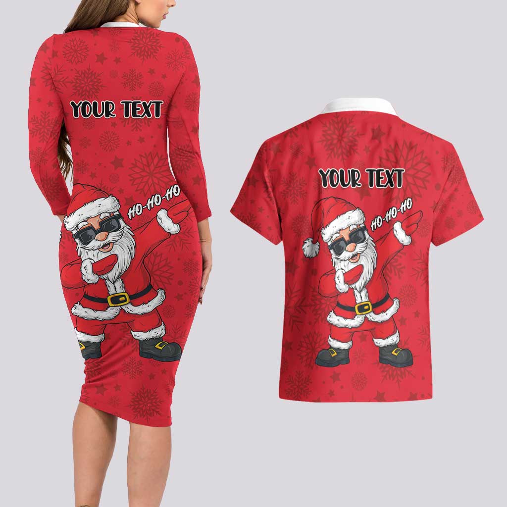 Personalized Santa Costume Couples Matching Long Sleeve Bodycon Dress and Hawaiian Shirt Funny Christmas - Wonder Print Shop