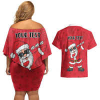 Personalized Santa Costume Couples Matching Off Shoulder Short Dress and Hawaiian Shirt Funny Christmas - Wonder Print Shop