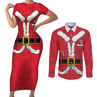 Personalized Santa Costume Couples Matching Short Sleeve Bodycon Dress and Long Sleeve Button Shirt Funny Christmas - Wonder Print Shop