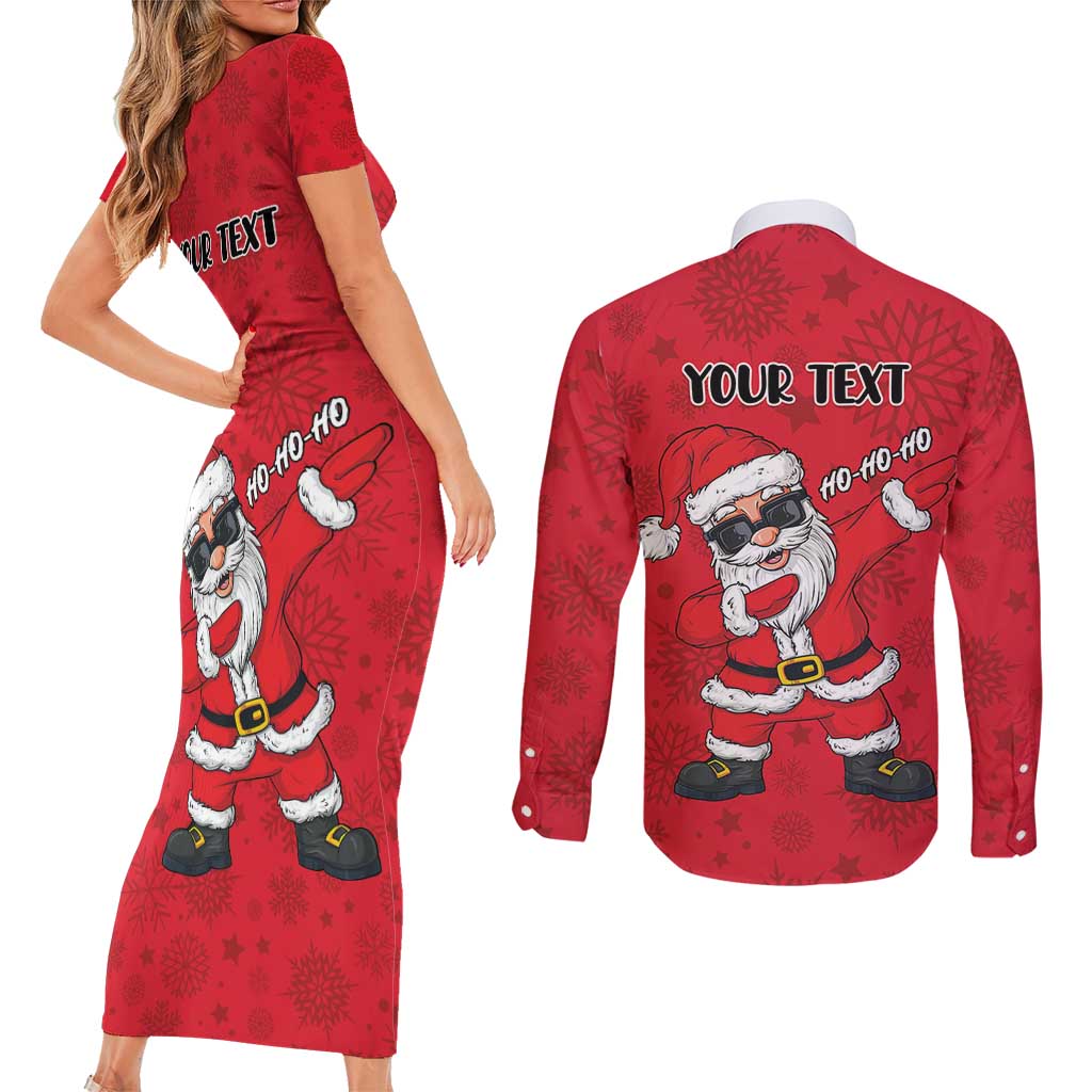 Personalized Santa Costume Couples Matching Short Sleeve Bodycon Dress and Long Sleeve Button Shirt Funny Christmas - Wonder Print Shop