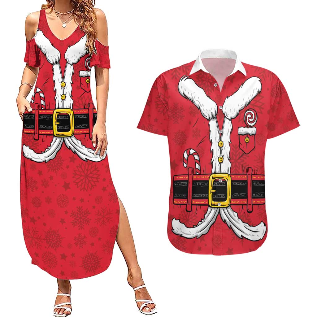 Personalized Santa Costume Couples Matching Summer Maxi Dress and Hawaiian Shirt Funny Christmas - Wonder Print Shop