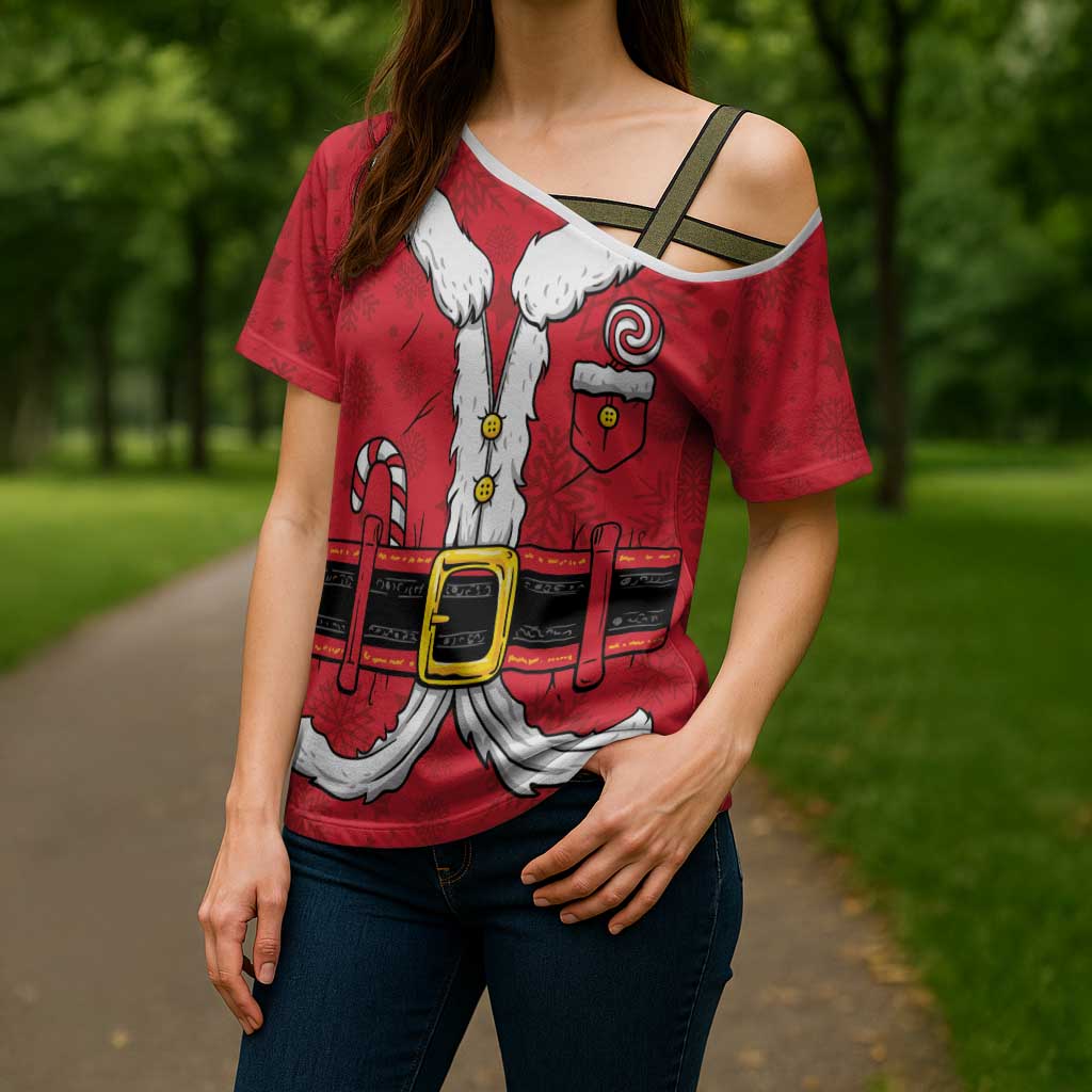 Personalized Santa Costume Cross Shoulder Shirt Funny Christmas - Wonder Print Shop