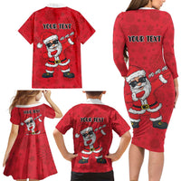 Personalized Santa Costume Family Matching Long Sleeve Bodycon Dress and Hawaiian Shirt Funny Christmas - Wonder Print Shop