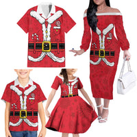 Personalized Santa Costume Family Matching Off The Shoulder Long Sleeve Dress and Hawaiian Shirt Funny Christmas - Wonder Print Shop