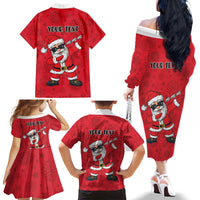Personalized Santa Costume Family Matching Off The Shoulder Long Sleeve Dress and Hawaiian Shirt Funny Christmas - Wonder Print Shop