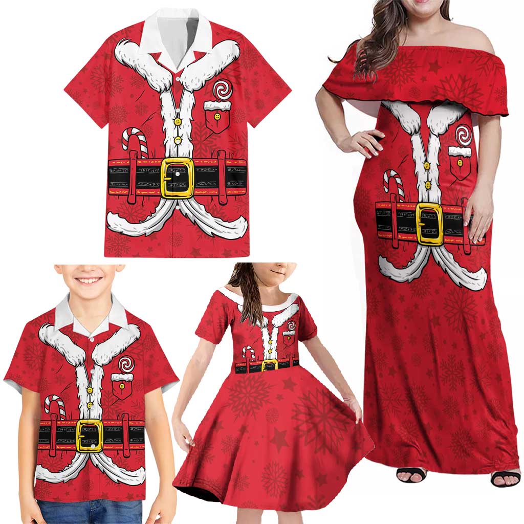 Personalized Santa Costume Family Matching Off Shoulder Maxi Dress and Hawaiian Shirt Funny Christmas - Wonder Print Shop