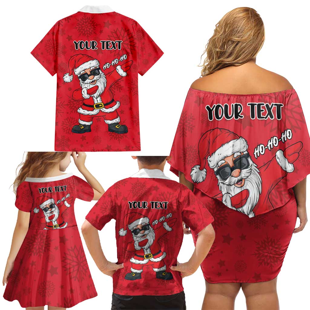 Personalized Santa Costume Family Matching Off Shoulder Short Dress and Hawaiian Shirt Funny Christmas - Wonder Print Shop