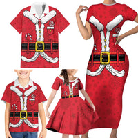 Personalized Santa Costume Family Matching Short Sleeve Bodycon Dress and Hawaiian Shirt Funny Christmas - Wonder Print Shop