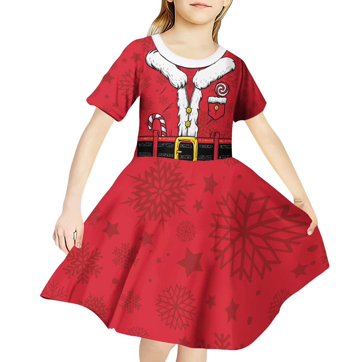 Personalized Santa Costume Kid Short Sleeve Dress Funny Christmas - Wonder Print Shop