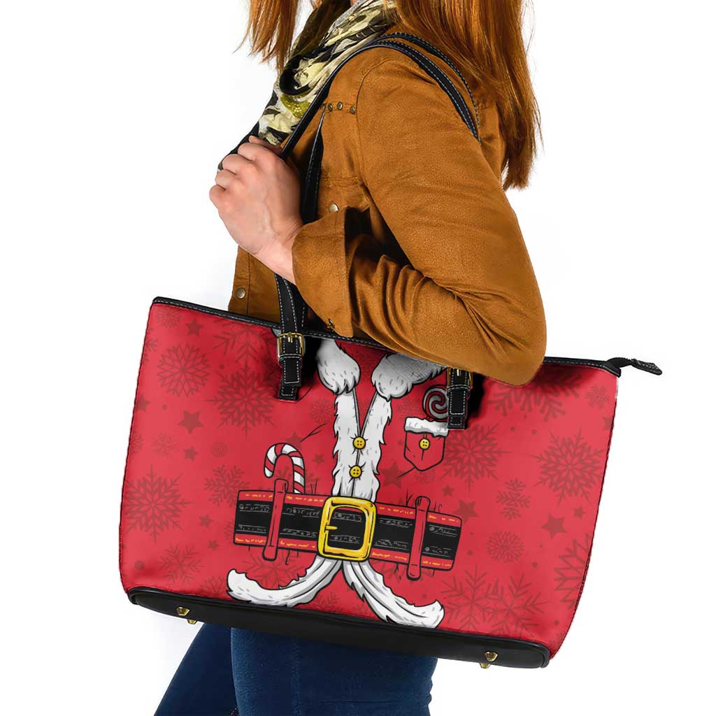 Santa Costume Leather Tote Bag Funny Christmas - Wonder Print Shop