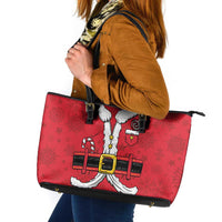 Santa Costume Leather Tote Bag Funny Christmas - Wonder Print Shop
