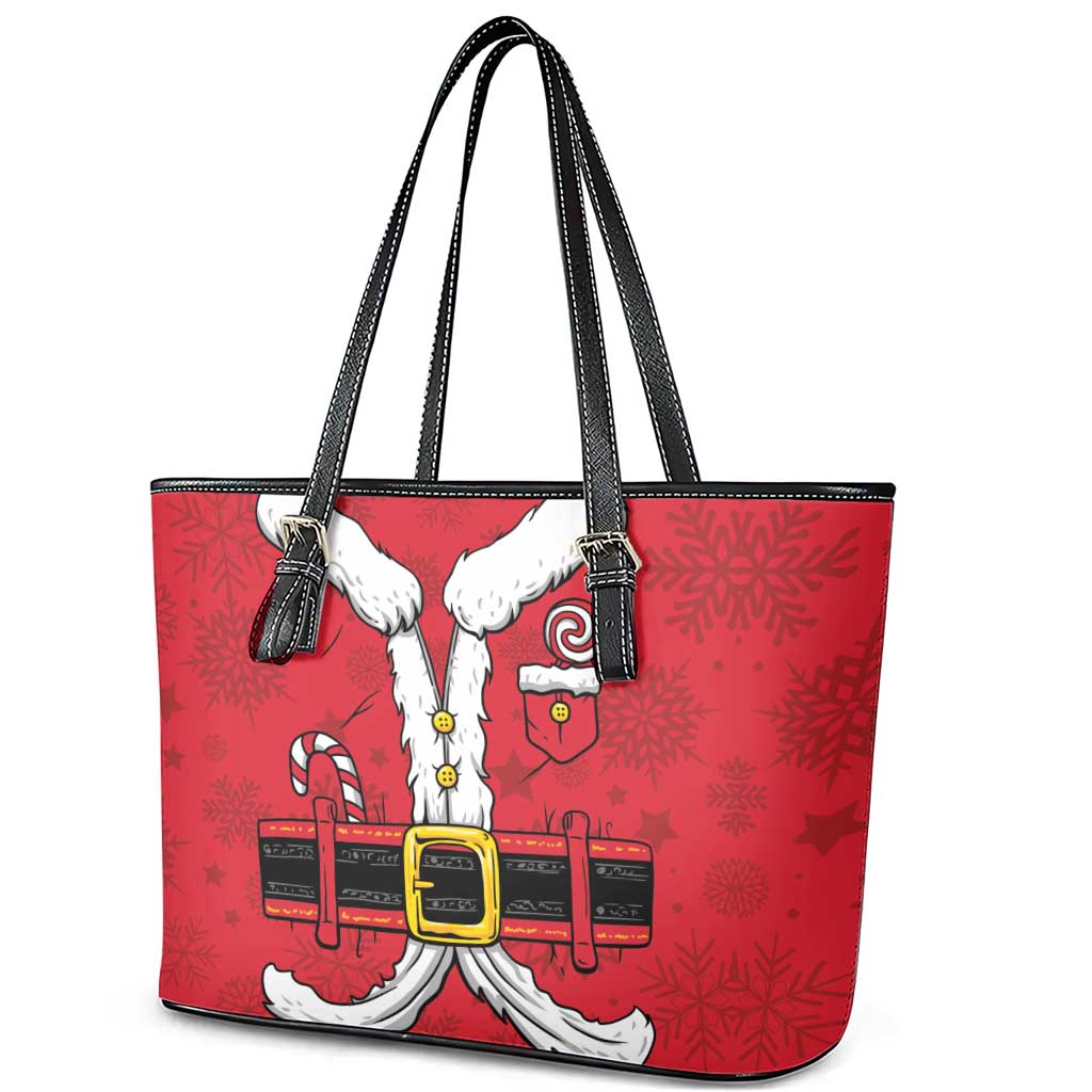 Santa Costume Leather Tote Bag Funny Christmas - Wonder Print Shop
