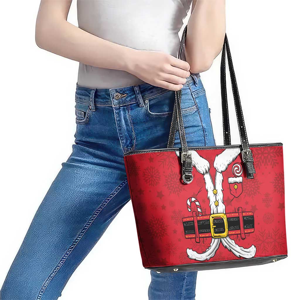 Santa Costume Leather Tote Bag Funny Christmas - Wonder Print Shop