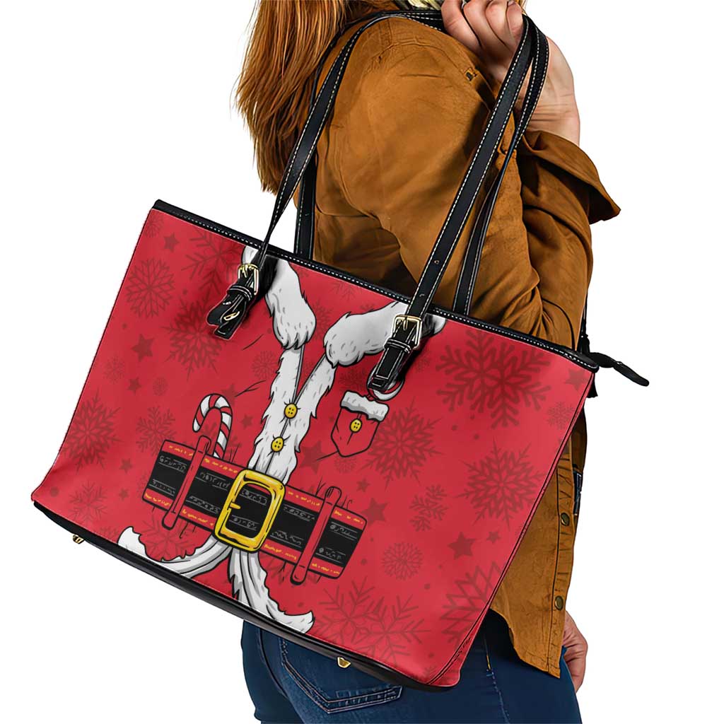 Santa Costume Leather Tote Bag Funny Christmas - Wonder Print Shop