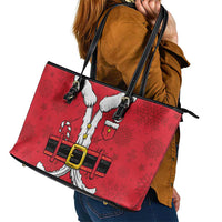 Santa Costume Leather Tote Bag Funny Christmas - Wonder Print Shop