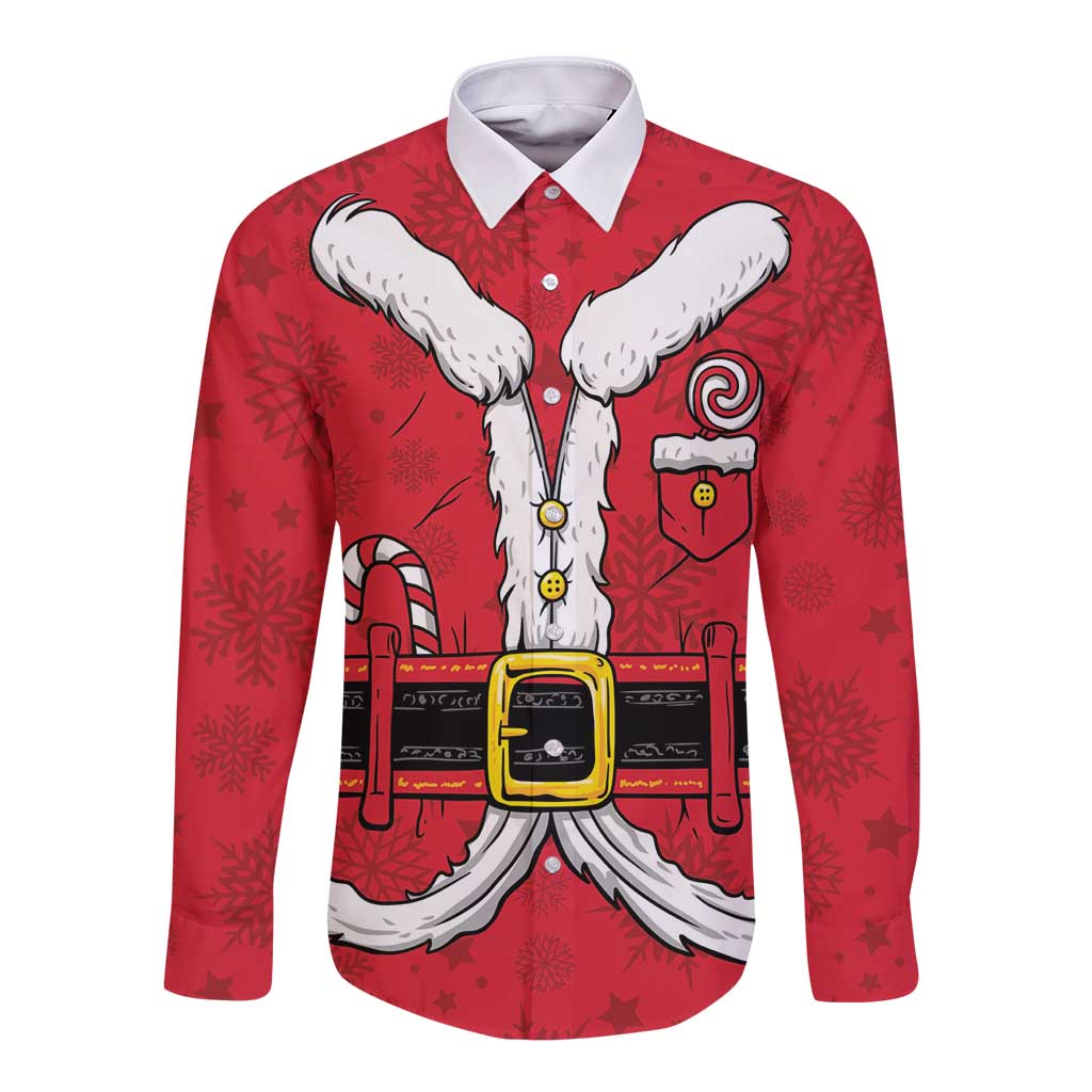 Personalized Santa Costume Long Sleeve Button Shirt Funny Christmas - Wonder Print Shop