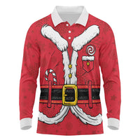 Personalized Santa Costume Long Sleeve Polo Shirt Funny Christmas - Wonder Print Shop