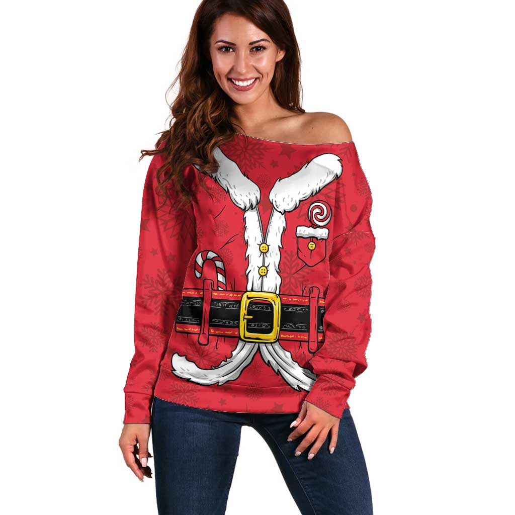 Personalized Santa Costume Off Shoulder Sweater Funny Christmas - Wonder Print Shop