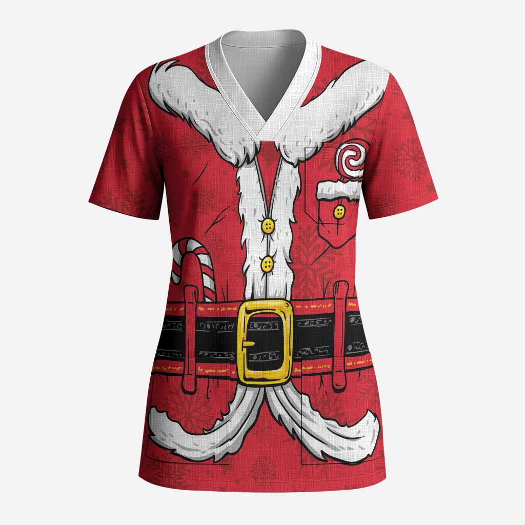 Personalized Santa Costume Scrub Top Funny Christmas - Wonder Print Shop