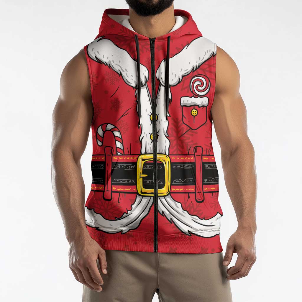 Personalized Santa Costume Sleeveless Zip Hoodie Funny Christmas - Wonder Print Shop