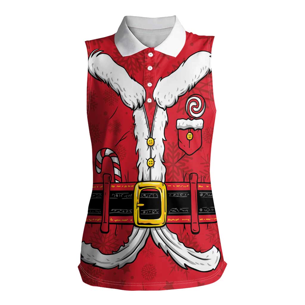 Personalized Santa Costume Women Sleeveless Polo Shirt Funny Christmas - Wonder Print Shop