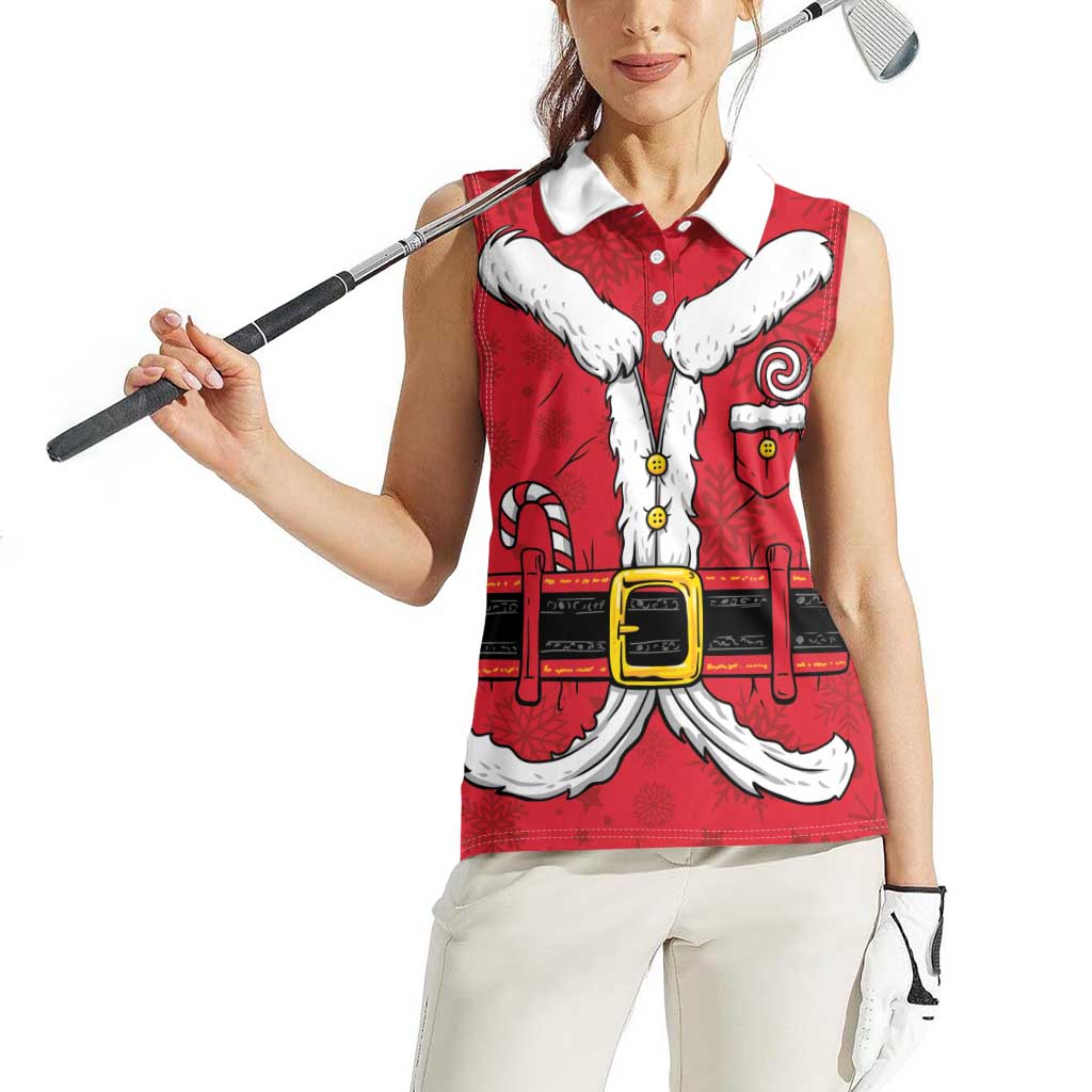 Personalized Santa Costume Women Sleeveless Polo Shirt Funny Christmas - Wonder Print Shop
