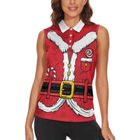 Personalized Santa Costume Women Sleeveless Polo Shirt Funny Christmas - Wonder Print Shop