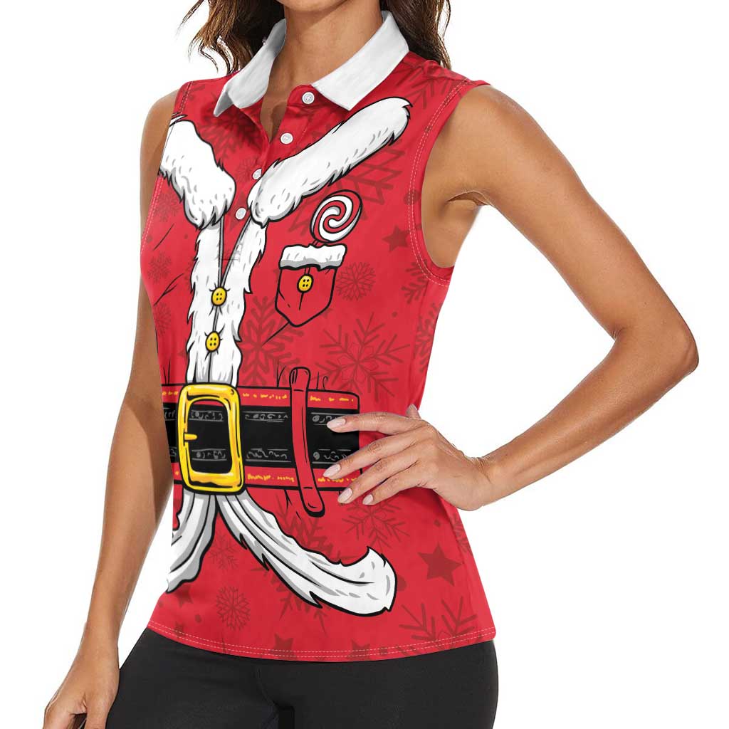 Personalized Santa Costume Women Sleeveless Polo Shirt Funny Christmas - Wonder Print Shop