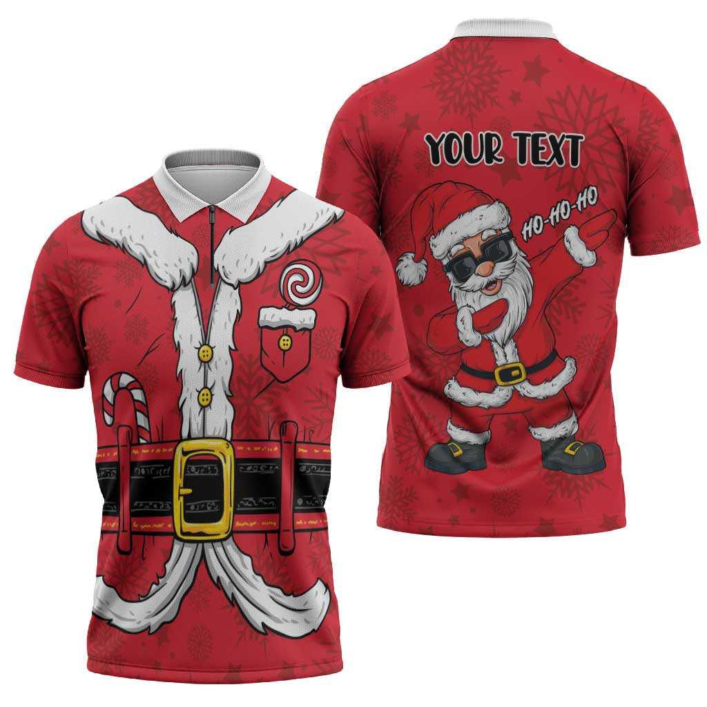 Personalized Santa Costume Zipper Polo Shirt Funny Christmas - Wonder Print Shop