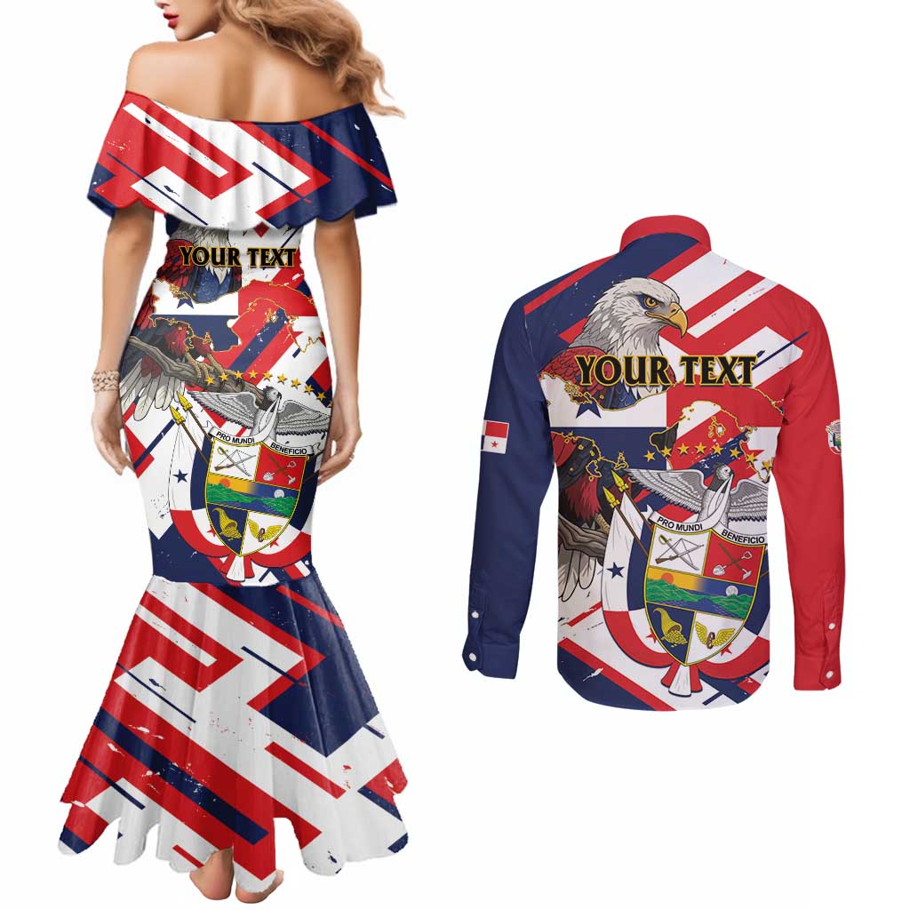Panama Fiestas Patrias Couples Matching Mermaid Dress and Long Sleeve Button Shirt Pro Mundi Beneficio - Wonder Print Shop