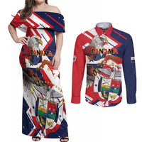 Panama Fiestas Patrias Couples Matching Off Shoulder Maxi Dress and Long Sleeve Button Shirt Pro Mundi Beneficio - Wonder Print Shop