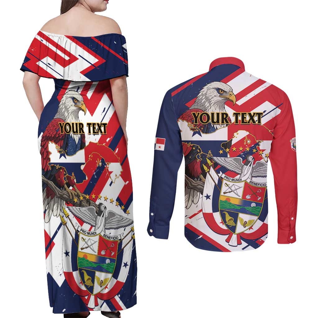Panama Fiestas Patrias Couples Matching Off Shoulder Maxi Dress and Long Sleeve Button Shirt Pro Mundi Beneficio - Wonder Print Shop