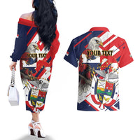 Panama Fiestas Patrias Couples Matching Off The Shoulder Long Sleeve Dress and Hawaiian Shirt Pro Mundi Beneficio - Wonder Print Shop