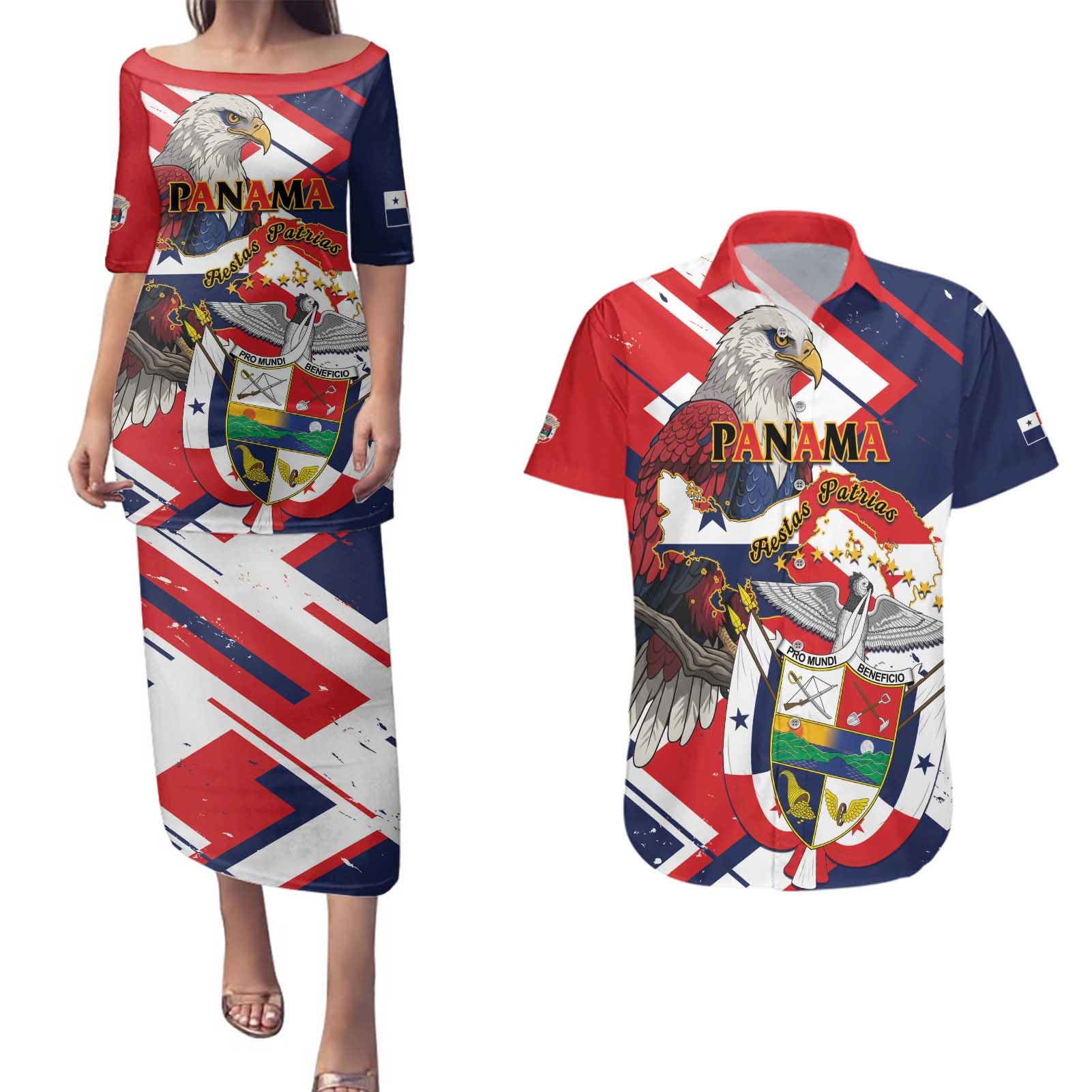 Panama Fiestas Patrias Couples Matching Puletasi and Hawaiian Shirt Pro Mundi Beneficio - Wonder Print Shop