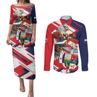 Panama Fiestas Patrias Couples Matching Puletasi and Long Sleeve Button Shirt Pro Mundi Beneficio - Wonder Print Shop