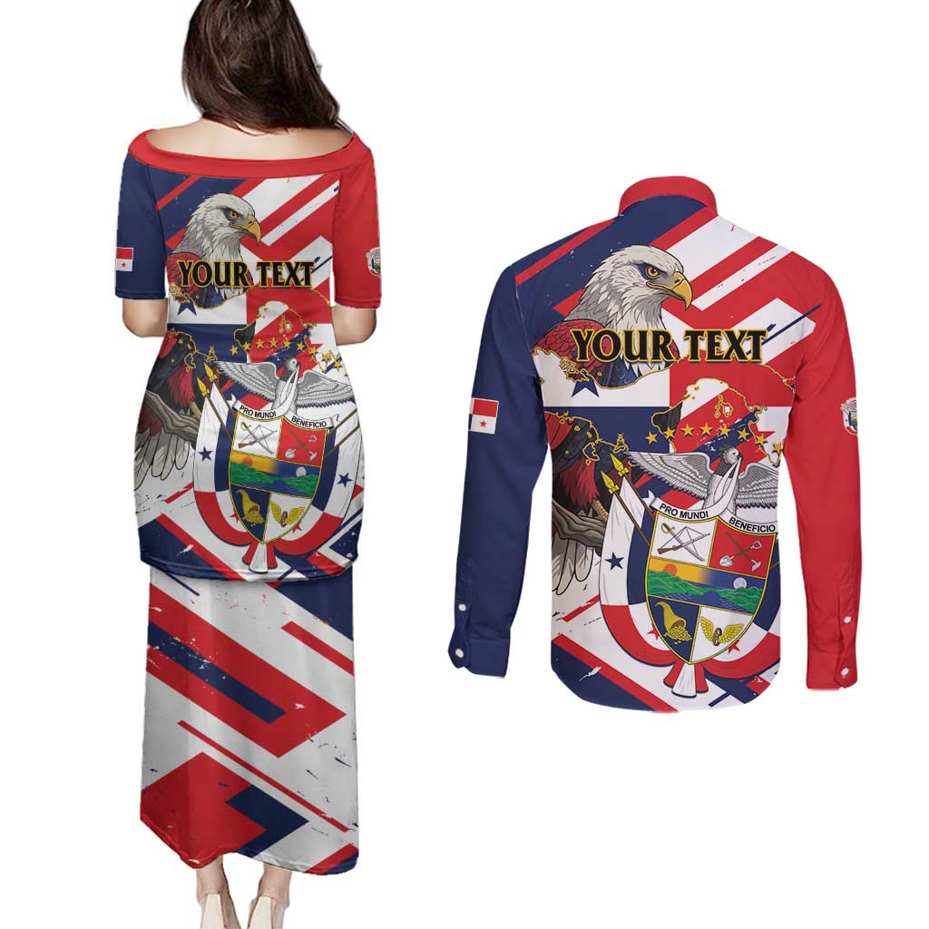Panama Fiestas Patrias Couples Matching Puletasi and Long Sleeve Button Shirt Pro Mundi Beneficio - Wonder Print Shop