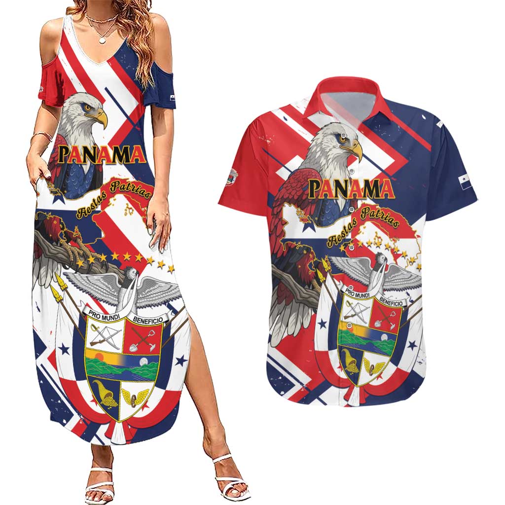 Panama Fiestas Patrias Couples Matching Summer Maxi Dress and Hawaiian Shirt Pro Mundi Beneficio - Wonder Print Shop
