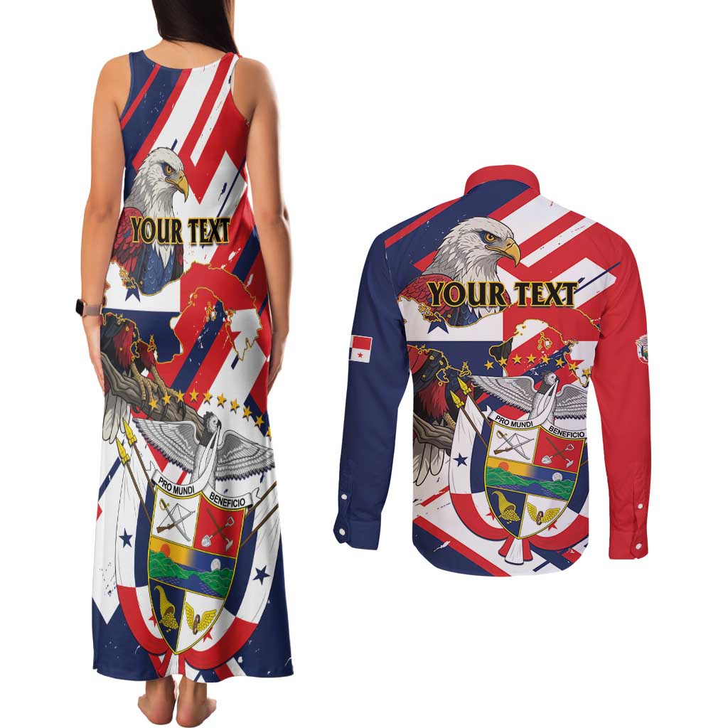 Panama Fiestas Patrias Couples Matching Tank Maxi Dress and Long Sleeve Button Shirt Pro Mundi Beneficio - Wonder Print Shop