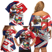 Panama Fiestas Patrias Family Matching Off Shoulder Short Dress and Hawaiian Shirt Pro Mundi Beneficio - Wonder Print Shop