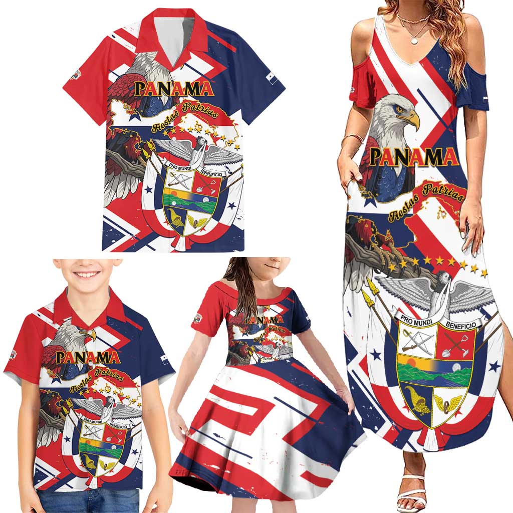 Panama Fiestas Patrias Family Matching Summer Maxi Dress and Hawaiian Shirt Pro Mundi Beneficio - Wonder Print Shop