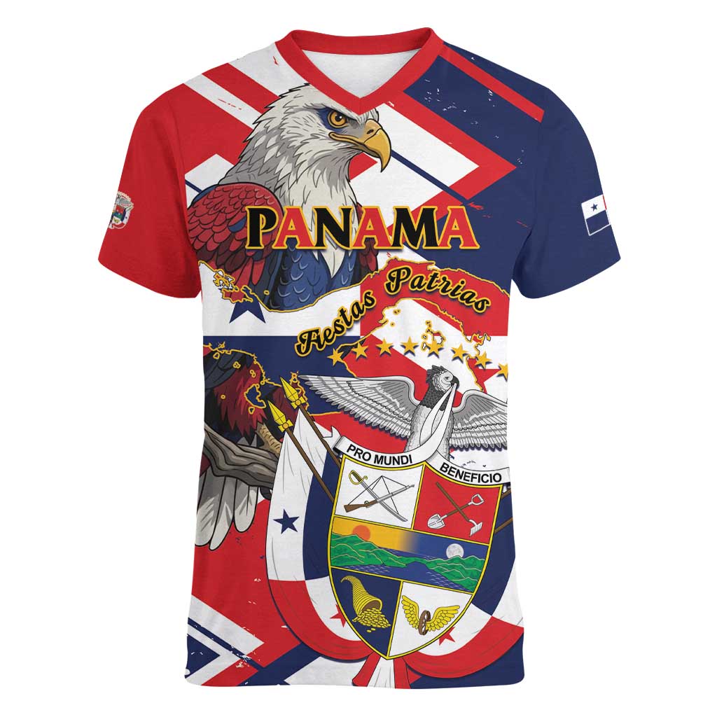 Panama Fiestas Patrias Women V-Neck T-Shirt Pro Mundi Beneficio - Wonder Print Shop