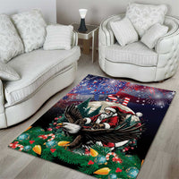 USA Christmas Area Rug Santa Claus With Eagle - Wonder Print Shop