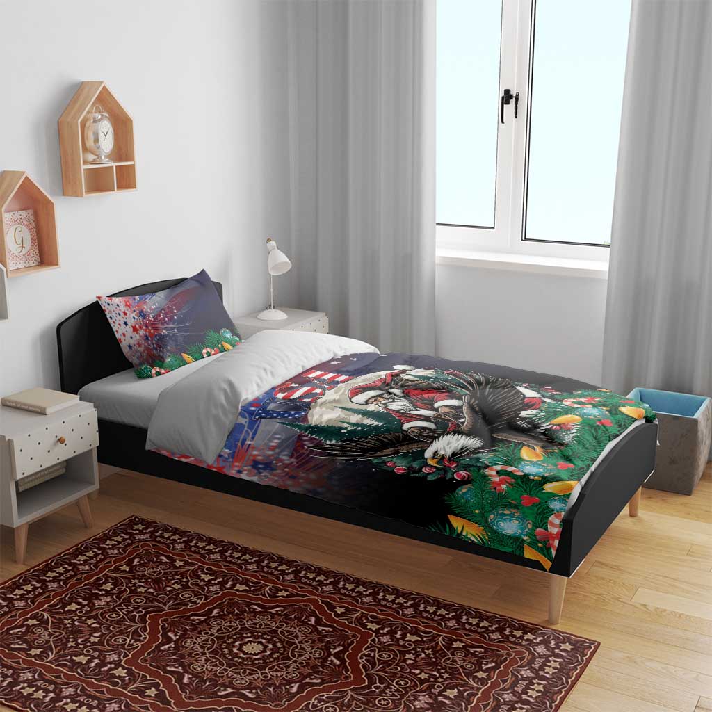 USA Christmas Bedding Set Santa Claus With Eagle - Wonder Print Shop