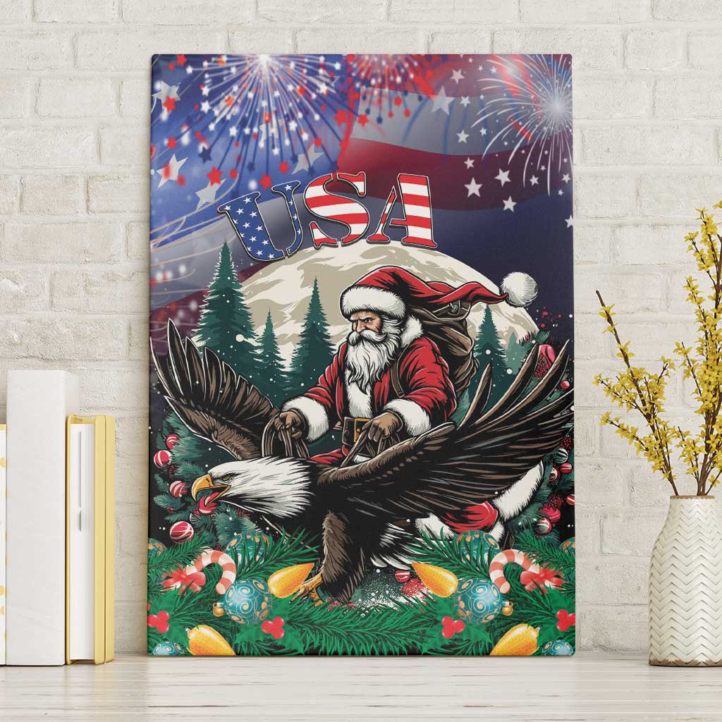 USA Christmas Canvas Wall Art Santa Claus With Eagle - Wonder Print Shop