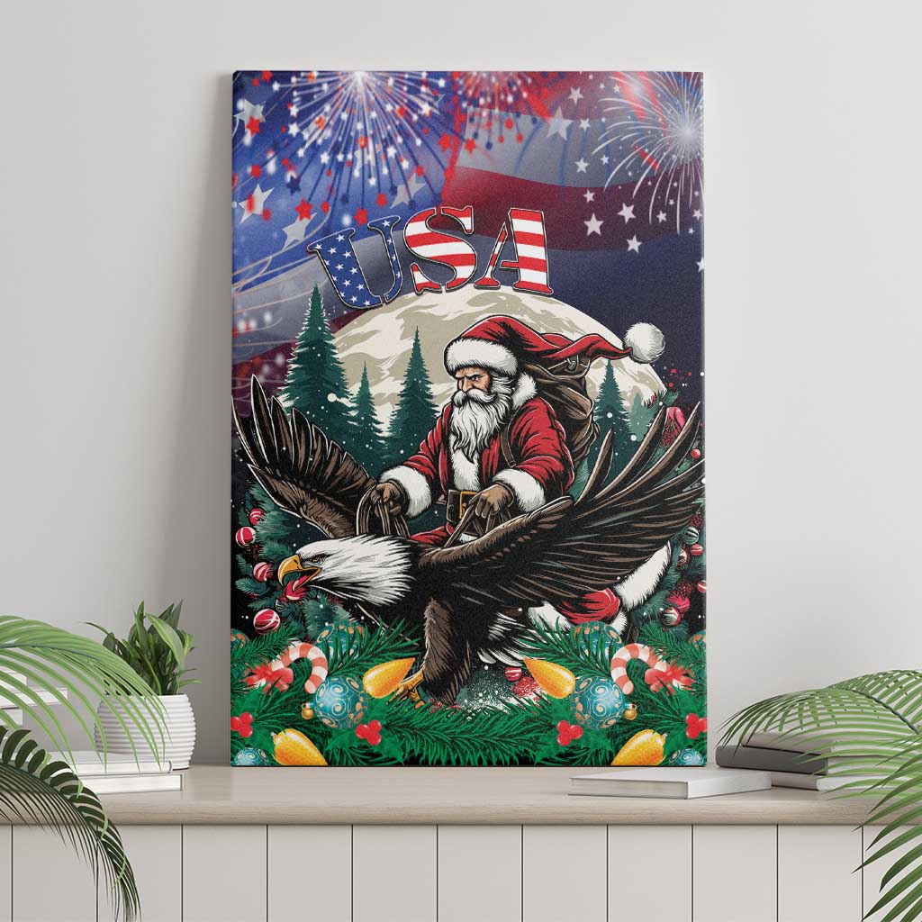 USA Christmas Canvas Wall Art Santa Claus With Eagle - Wonder Print Shop