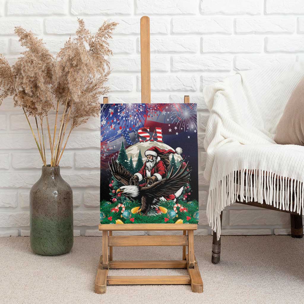 USA Christmas Canvas Wall Art Santa Claus With Eagle - Wonder Print Shop