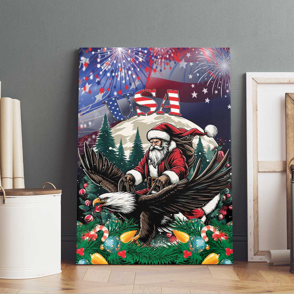 USA Christmas Canvas Wall Art Santa Claus With Eagle - Wonder Print Shop