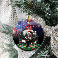 USA Christmas Ceramic Ornament Santa Claus With Eagle - Wonder Print Shop