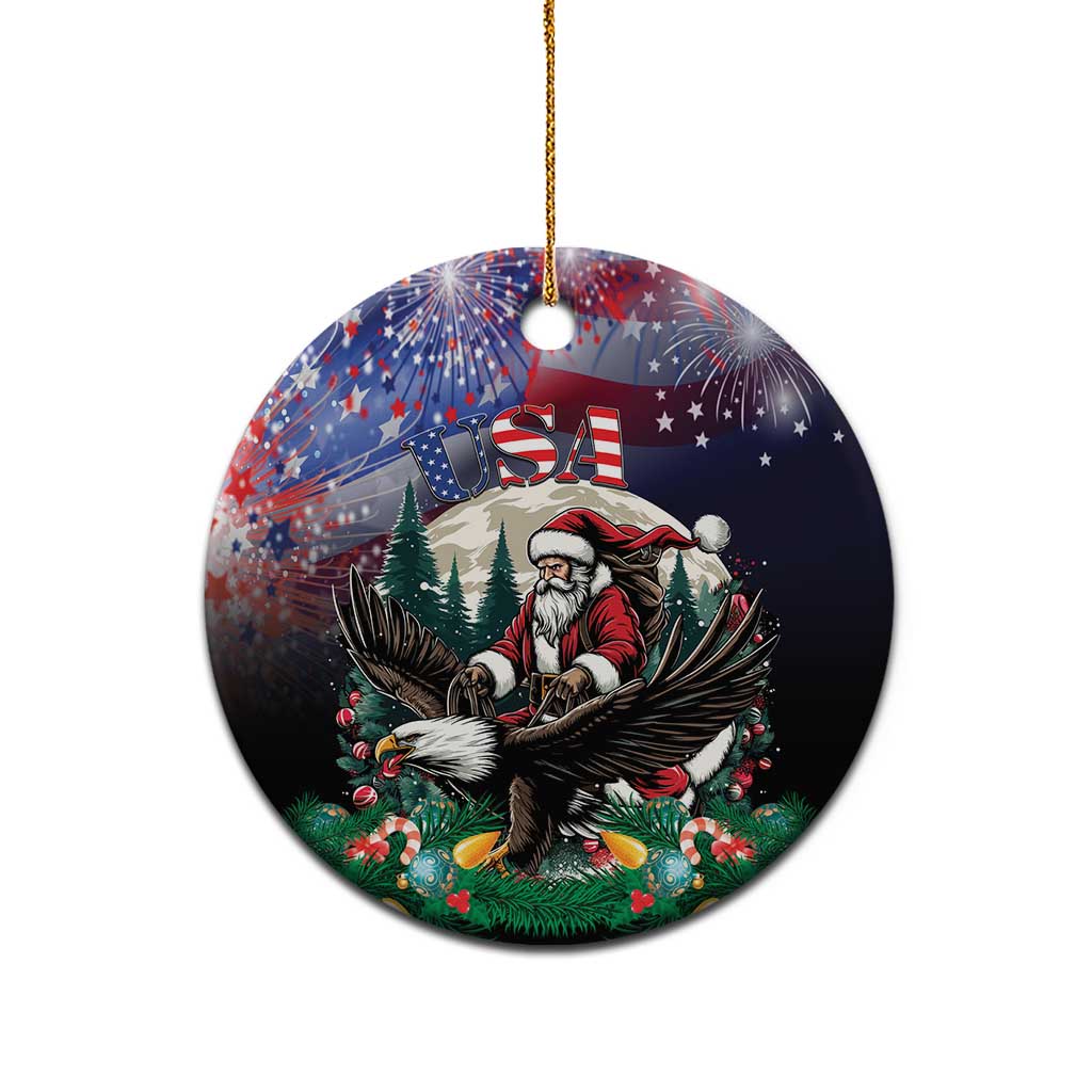 USA Christmas Ceramic Ornament Santa Claus With Eagle - Wonder Print Shop